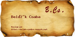 Belák Csaba névjegykártya
